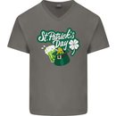 St Patricks Day Funny Irish Ireland Holiday Mens V-Neck Cotton T-Shirt Charcoal