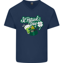 St Patricks Day Funny Irish Ireland Holiday Mens V-Neck Cotton T-Shirt Navy Blue