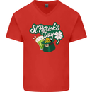 St Patricks Day Funny Irish Ireland Holiday Mens V-Neck Cotton T-Shirt Red