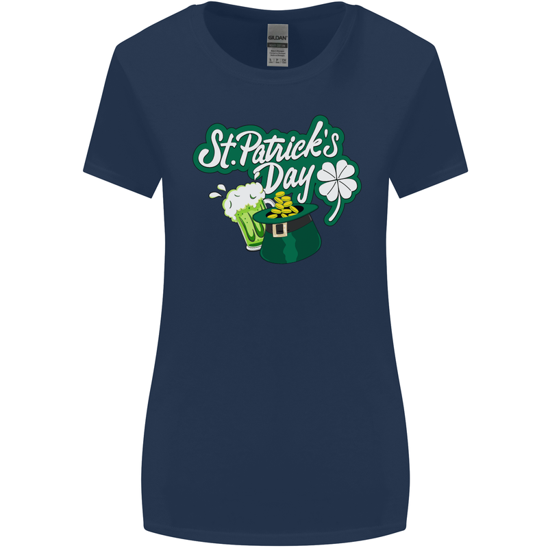 St Patricks Day Funny Irish Ireland Holiday Womens Wider Cut T-Shirt Navy Blue
