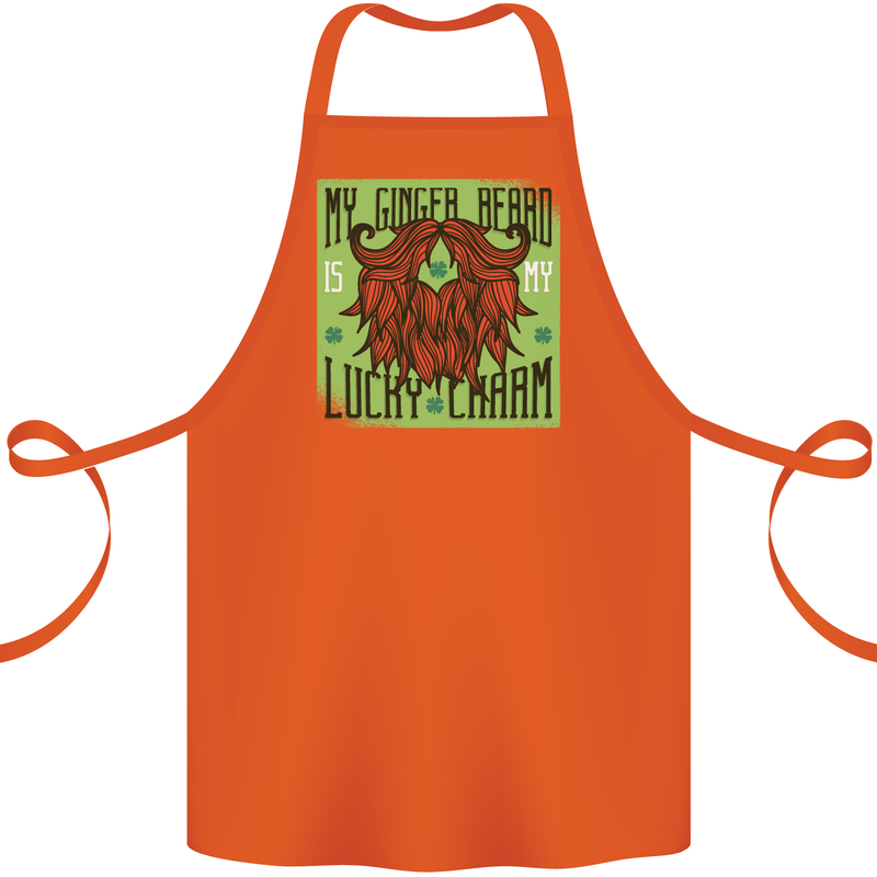 St Patricks Day Ginger Beard Lucky Charm Cotton Apron 100% Organic Orange