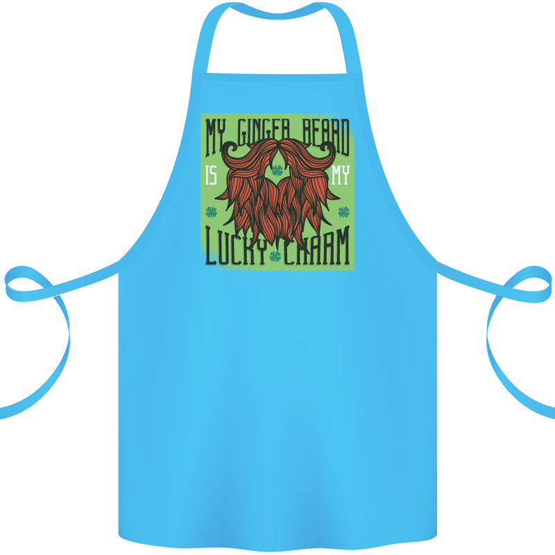 St Patricks Day Ginger Beard Lucky Charm Cotton Apron 100% Organic Turquoise