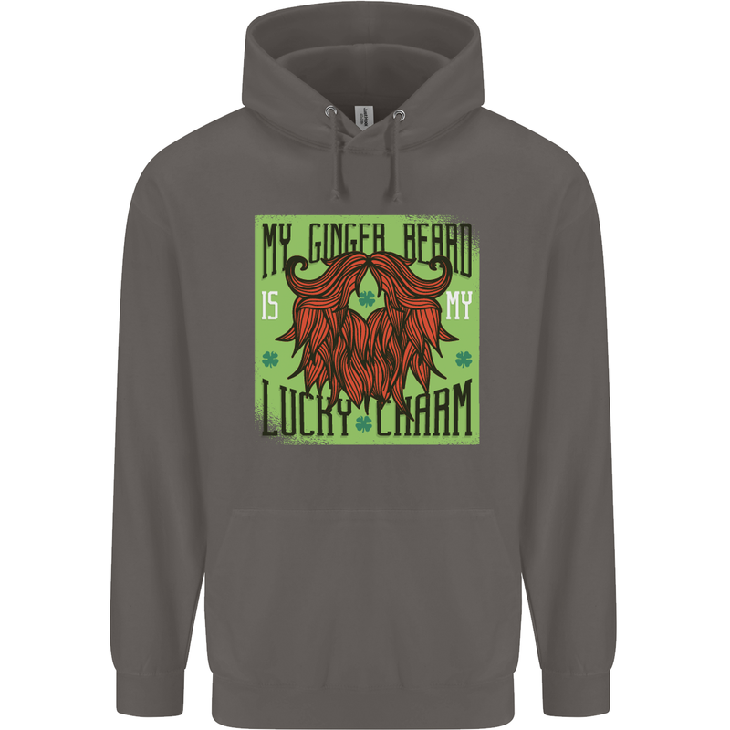 St Patricks Day Ginger Beard Lucky Charm Mens 80% Cotton Hoodie Charcoal