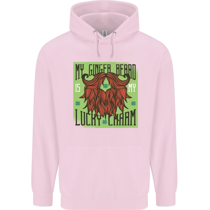 St Patricks Day Ginger Beard Lucky Charm Mens 80% Cotton Hoodie Light Pink