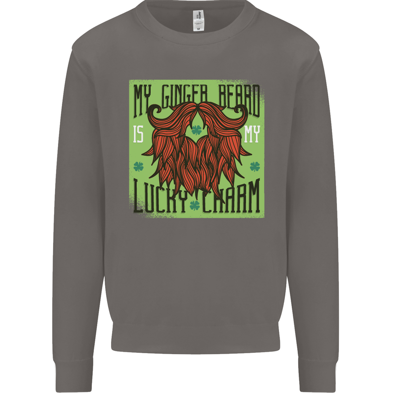 St Patricks Day Ginger Beard Lucky Charm Mens Sweatshirt Jumper Charcoal
