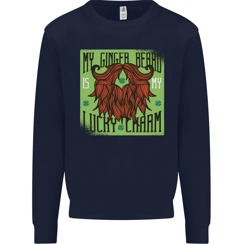 St Patricks Day Ginger Beard Lucky Charm Mens Sweatshirt Jumper Navy Blue