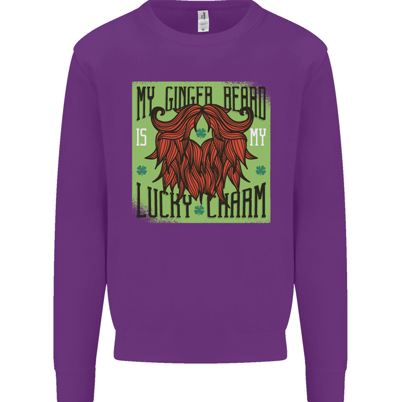 St Patricks Day Ginger Beard Lucky Charm Mens Sweatshirt Jumper Purple