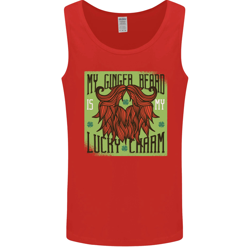 St Patricks Day Ginger Beard Lucky Charm Mens Vest Tank Top Red
