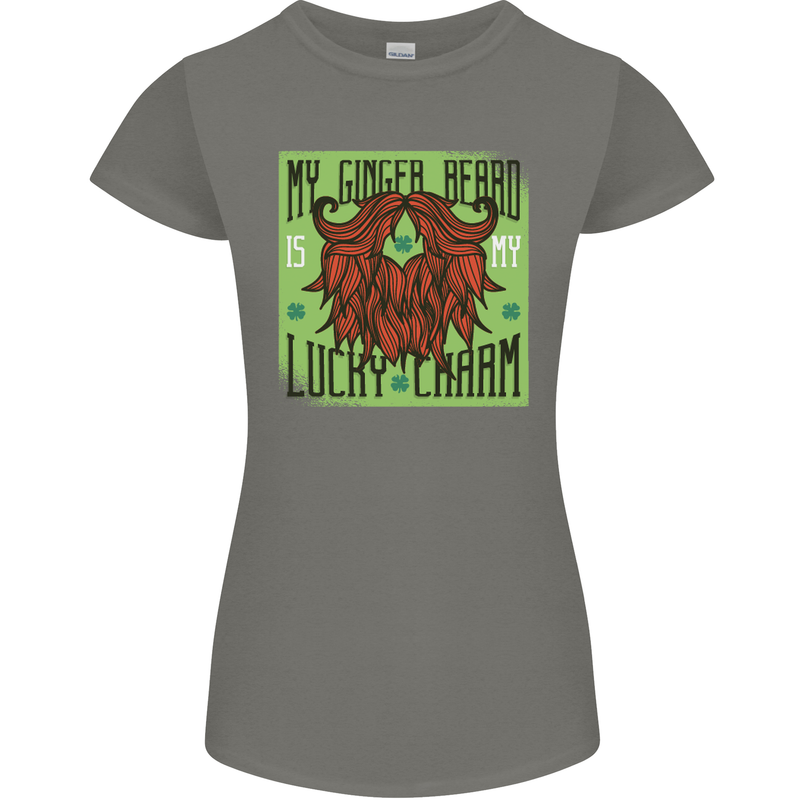 St Patricks Day Ginger Beard Lucky Charm Womens Petite Cut T-Shirt Charcoal