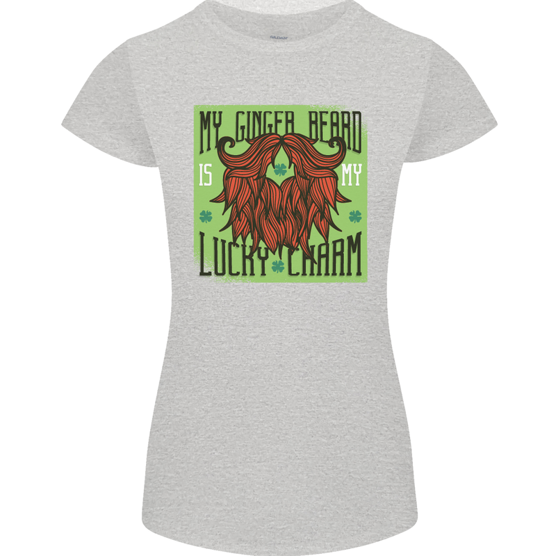 St Patricks Day Ginger Beard Lucky Charm Womens Petite Cut T-Shirt Sports Grey