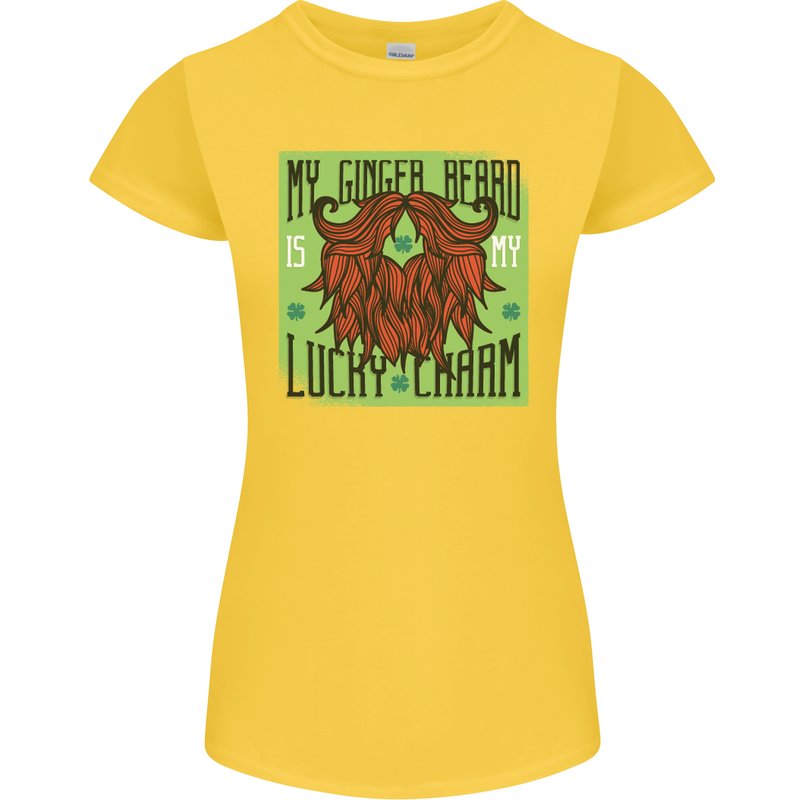 St Patricks Day Ginger Beard Lucky Charm Womens Petite Cut T-Shirt Yellow
