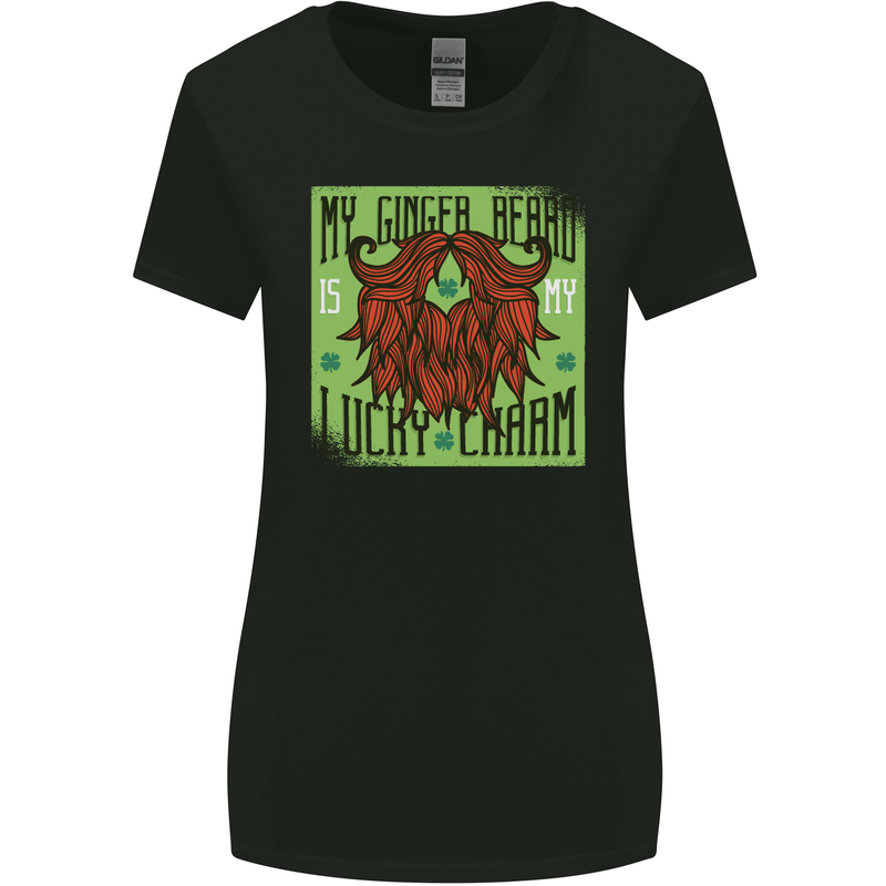 St Patricks Day Ginger Beard Lucky Charm Womens Wider Cut T-Shirt Black