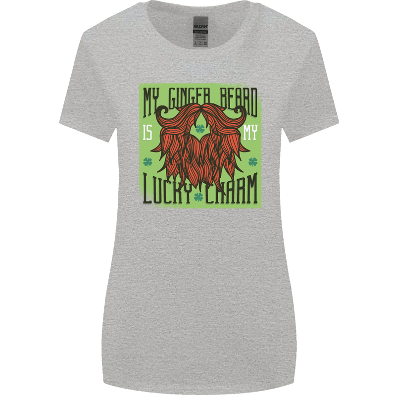 St Patricks Day Ginger Beard Lucky Charm Womens Wider Cut T-Shirt Sports Grey