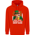 St Patricks Day Great Again Donald Trump Childrens Kids Hoodie Bright Red
