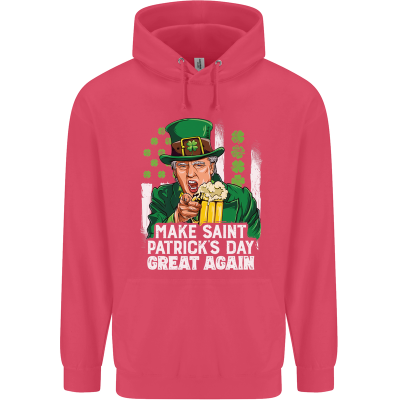 St Patricks Day Great Again Donald Trump Childrens Kids Hoodie Heliconia