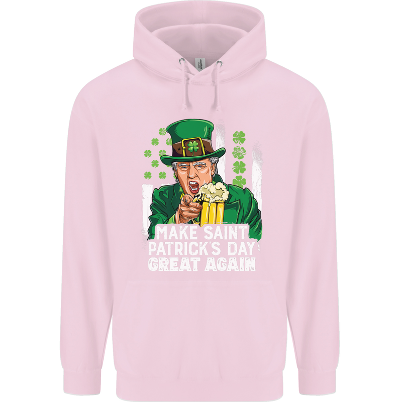St Patricks Day Great Again Donald Trump Childrens Kids Hoodie Light Pink