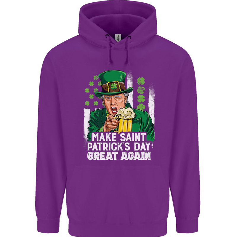 St Patricks Day Great Again Donald Trump Childrens Kids Hoodie Purple