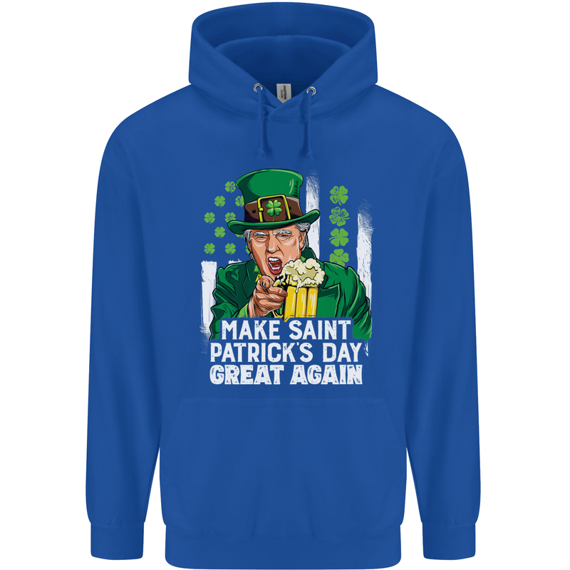 St Patricks Day Great Again Donald Trump Childrens Kids Hoodie Royal Blue