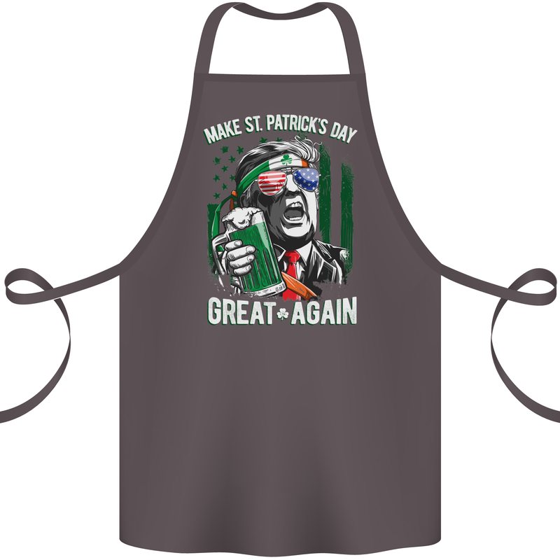 St Patricks Day Great Again Donald Trump Cotton Apron 100% Organic Dark Grey