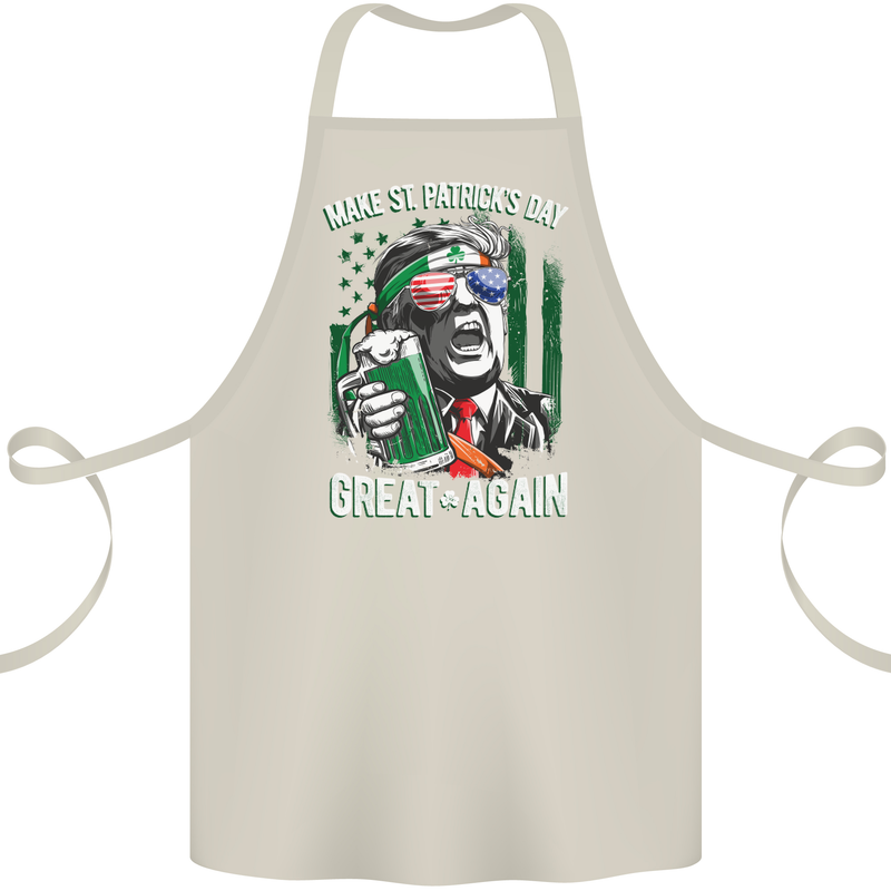 St Patricks Day Great Again Donald Trump Cotton Apron 100% Organic Natural