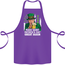 St Patricks Day Great Again Donald Trump Cotton Apron 100% Organic Purple