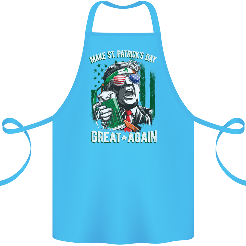 St Patricks Day Great Again Donald Trump Cotton Apron 100% Organic Turquoise