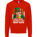 St Patricks Day Great Again Donald Trump Kids Sweatshirt Jumper Bright Red
