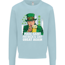 St Patricks Day Great Again Donald Trump Kids Sweatshirt Jumper Light Blue