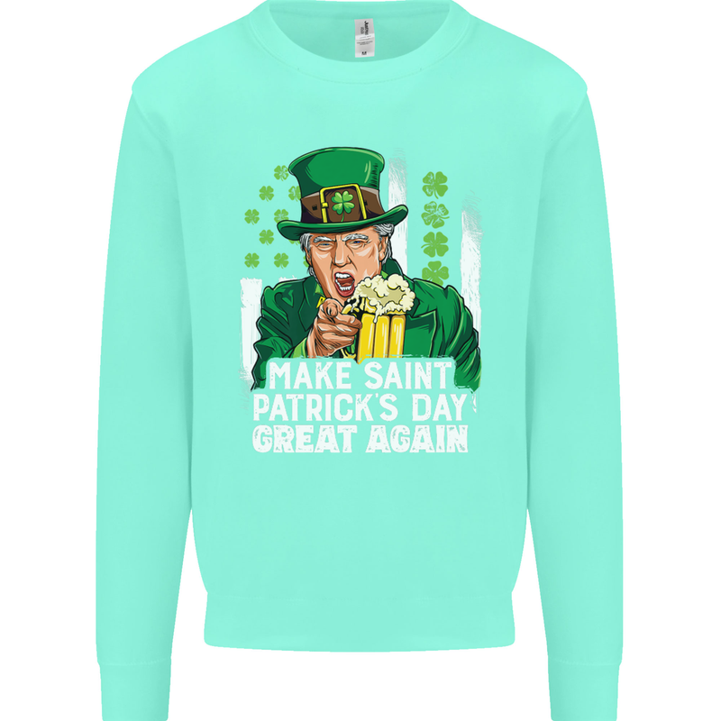 St Patricks Day Great Again Donald Trump Kids Sweatshirt Jumper Peppermint