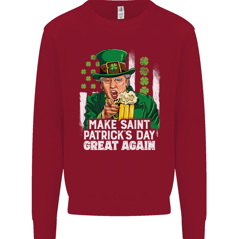 St Patricks Day Great Again Donald Trump Kids Sweatshirt Jumper Red