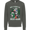 St Patricks Day Great Again Donald Trump Kids Sweatshirt Jumper Storm Grey