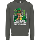 St Patricks Day Great Again Donald Trump Kids Sweatshirt Jumper Storm Grey