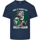 St Patricks Day Great Again Donald Trump Kids T-Shirt Childrens Navy Blue