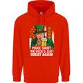 St Patricks Day Great Again Donald Trump Mens 80% Cotton Hoodie Bright Red