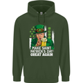 St Patricks Day Great Again Donald Trump Mens 80% Cotton Hoodie Forest Green