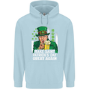St Patricks Day Great Again Donald Trump Mens 80% Cotton Hoodie Light Blue