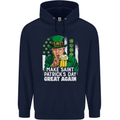 St Patricks Day Great Again Donald Trump Mens 80% Cotton Hoodie Navy Blue