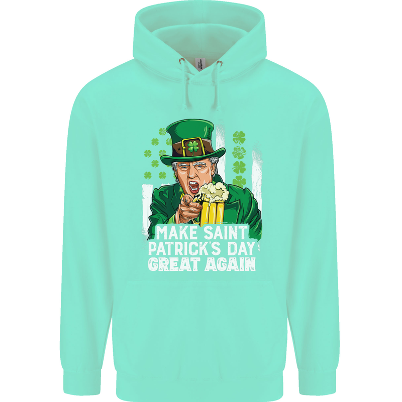 St Patricks Day Great Again Donald Trump Mens 80% Cotton Hoodie Peppermint
