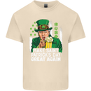 St Patricks Day Great Again Donald Trump Mens Cotton T-Shirt Tee Top Natural