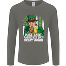 St Patricks Day Great Again Donald Trump Mens Long Sleeve T-Shirt Charcoal