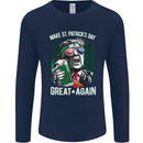 St Patricks Day Great Again Donald Trump Mens Long Sleeve T-Shirt Navy Blue