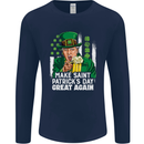 St Patricks Day Great Again Donald Trump Mens Long Sleeve T-Shirt Navy Blue