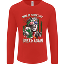 St Patricks Day Great Again Donald Trump Mens Long Sleeve T-Shirt Red