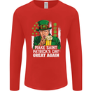 St Patricks Day Great Again Donald Trump Mens Long Sleeve T-Shirt Red