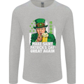 St Patricks Day Great Again Donald Trump Mens Long Sleeve T-Shirt Sports Grey