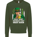 St Patricks Day Great Again Donald Trump Mens Sweatshirt Jumper Forest Green