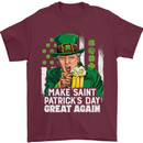 St Patricks Day Great Again Donald Trump Mens T-Shirt Cotton Gildan Maroon