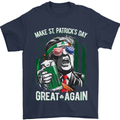 St Patricks Day Great Again Donald Trump Mens T-Shirt Cotton Gildan Navy Blue