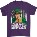 St Patricks Day Great Again Donald Trump Mens T-Shirt Cotton Gildan Purple