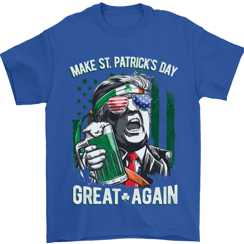 St Patricks Day Great Again Donald Trump Mens T-Shirt Cotton Gildan Royal Blue